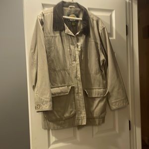 Cabela’s cotton lined barn coat, XL. Tan w/olive green corduroy trim.